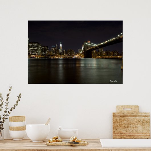 Brooklin Bridge at Night (Print) Poster (Küche)