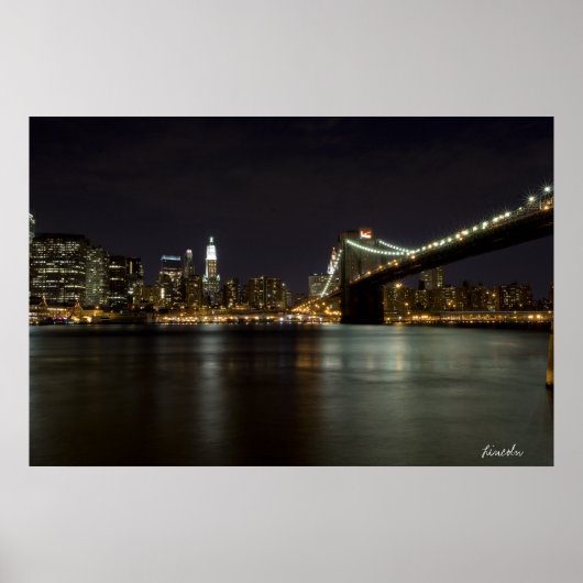 Brooklin Bridge at Night (Print) Poster (Vorne)