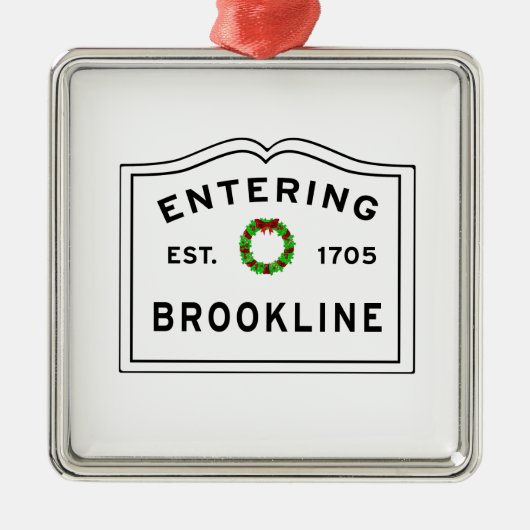 Brookline, MA Holiday Wreath Keramik Ornament (Vorne)