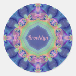 BROOKLYN ~ Abstraktes Kaleidoskop-Muster ~ Runder Aufkleber