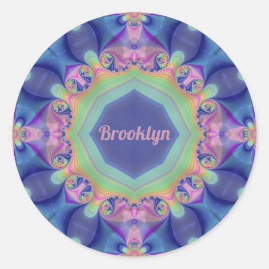 BROOKLYN ~ Abstraktes Kaleidoskop-Muster ~ Runder Aufkleber (Vorderseite)