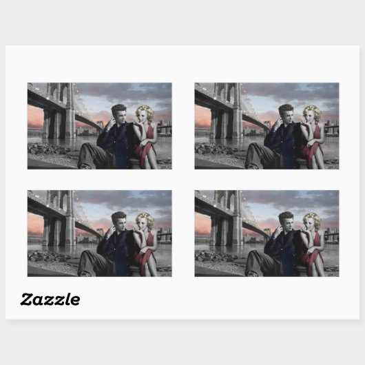 Brooklyn B&W Rechteckiger Aufkleber (Blatt)