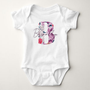 Brooklyn Baby Name Flower Schrift Vintage Floral B Strampler