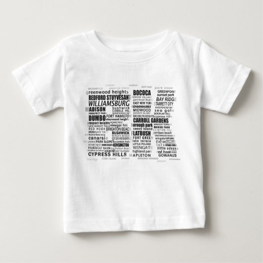 Brooklyn BK NYC Word Karte Baby T-shirt (Vorderseite)