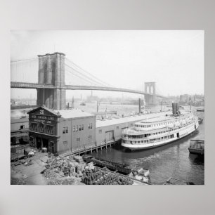 Brooklyn Bridge and Docks, 1905. Vintages Foto Poster