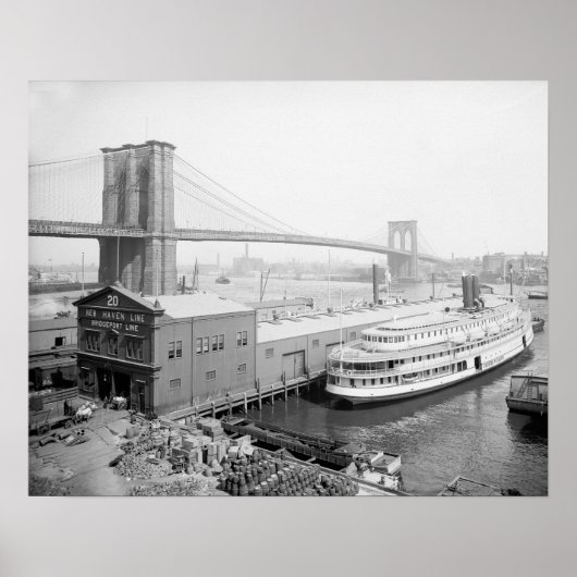 Brooklyn Bridge and Docks, 1905. Vintages Foto Poster (Vorne)