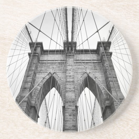 Brooklyn Bridge Architectural Black & White Foto Untersetzer (Vorne)