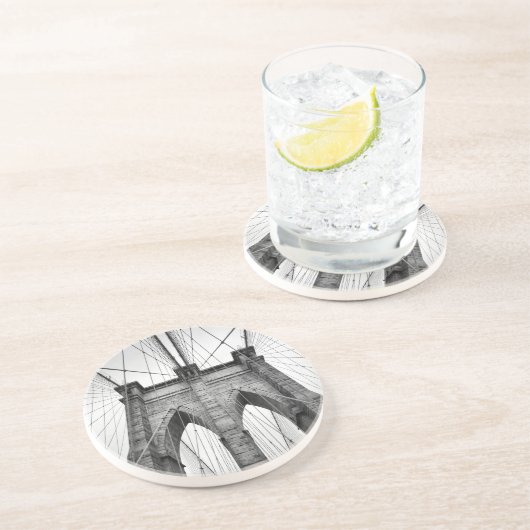 Brooklyn Bridge Architectural Black & White Foto Untersetzer (Seite)