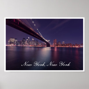 Brooklyn Bridge at Night, East River, Manhattan Poster