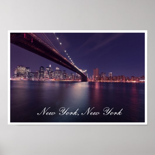 Brooklyn Bridge at Night, East River, Manhattan Poster (Vorne)