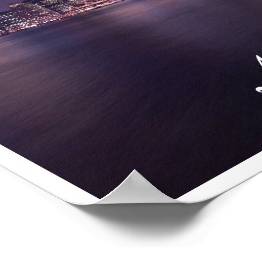 Brooklyn Bridge at Night, East River, Manhattan Poster (Ecke)