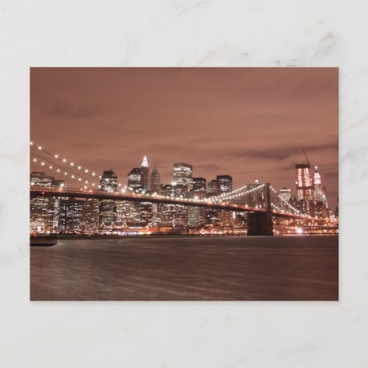 Brooklyn Bridge at Night, New York City Postkarte (Vorderseite)