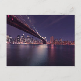 Brooklyn Bridge at Night - NYC Skyline Postkarte