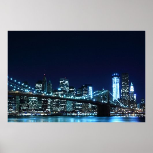 Brooklyn Bridge at Night Poster (30,00" x 20,00") (Vorne)