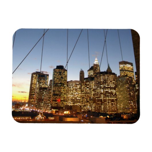 Brooklyn Bridge bei Dämmerung mit Manhattan Skylin Magnet (Horizontal)