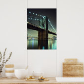 Brooklyn Bridge bei Nacht Manhattan Bridge Poster (Küche)