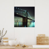 Brooklyn Bridge bei Nacht Manhattan Bridge Poster (Küche)