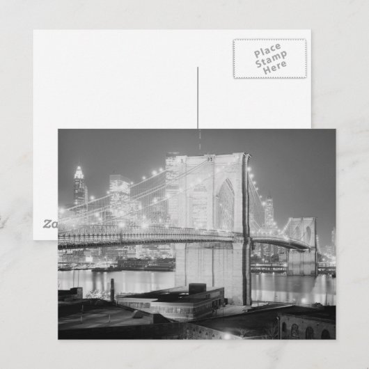 Brooklyn Bridge Black & White Postkarte (Vorne/Hinten)