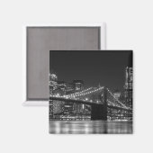 Brooklyn Bridge Black/White Skyline Magnet (Vorderseite/Rückseite)