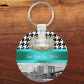 Brooklyn Bridge Blk Wht Hahnentrittmuster 2 Schlüs Schlüsselanhänger (Vorderseite)