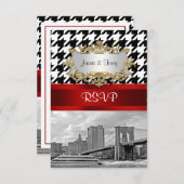 Brooklyn Bridge Blk Wht Hahnentrittmuster UAWG 1 RSVP Karte (Vorne/Hinten)