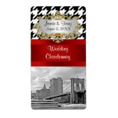 Brooklyn Bridge Blk Wht Hahnentrittmuster Weinlabe (Vorne)