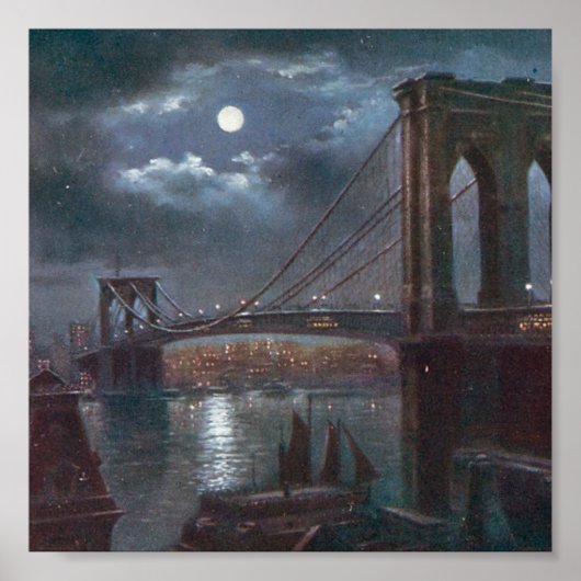 Brooklyn Bridge by Moonlight Poster (Vorne)