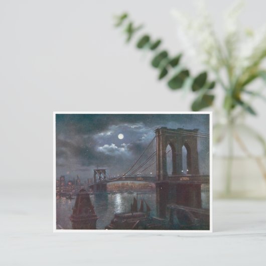 Brooklyn Bridge by Moonlight Postkarte (Stehend Vorderseite)