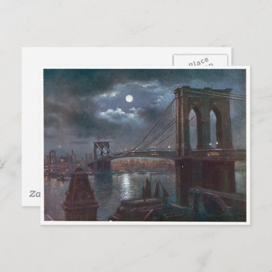 Brooklyn Bridge by Moonlight Postkarte (Vorne/Hinten)