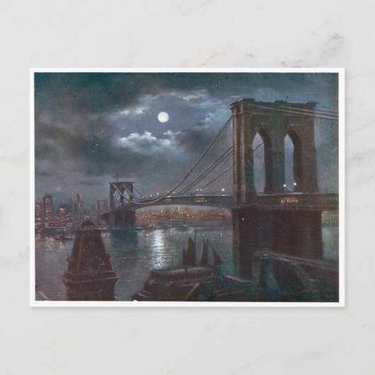 Brooklyn Bridge by Moonlight Postkarte (Vorderseite)