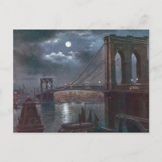 Brooklyn Bridge by Moonlight Postkarte (Vorderseite)