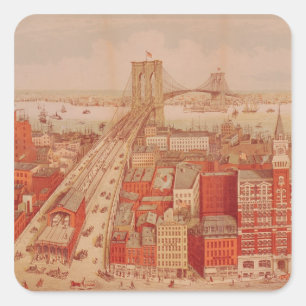 Brooklyn Bridge, c.1883 Quadratischer Aufkleber