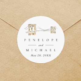 Brooklyn Bridge Chic New York City Wedding Runder Aufkleber