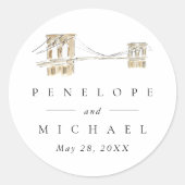 Brooklyn Bridge Chic New York City Wedding Runder Aufkleber (Vorderseite)
