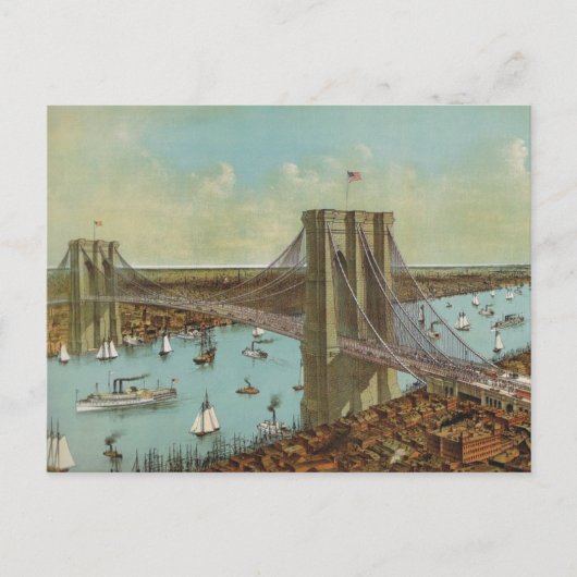 Brooklyn Bridge Farbpostkarte Postkarte (Vorderseite)