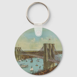 Brooklyn Bridge Farbpostkarte Schlüsselanhänger