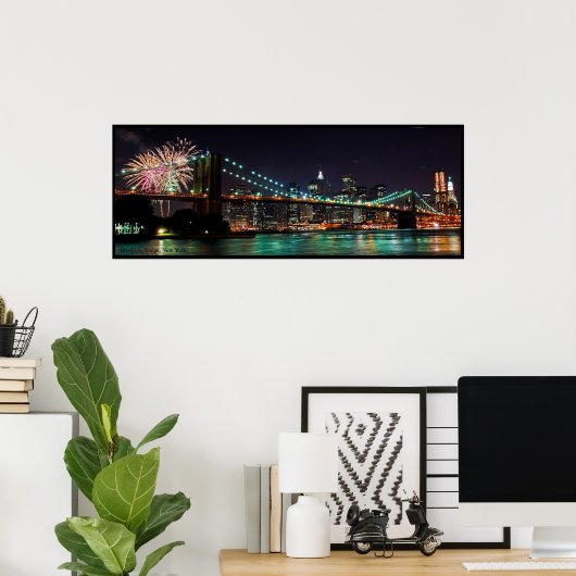 Brooklyn Bridge Feuerwerk Poster (Heimbüro)