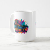Brooklyn Bridge Graffiti Pop Art – Farbige Stadtan Kaffeetasse (Vorderseite Links)