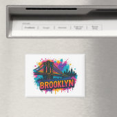 Brooklyn Bridge Graffiti Pop Art – Farbige Stadtan Magnet (In Situ (Geschirrspüler))