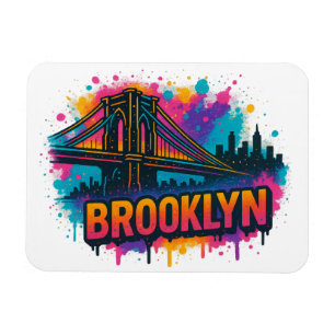Brooklyn Bridge Graffiti Pop Art – Farbige Stadtan Magnet