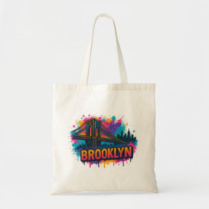 Brooklyn Bridge Graffiti Pop Art – Farbige Stadtan Tragetasche