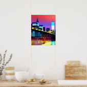 Brooklyn Bridge im Abend / at Night Poster (Küche)