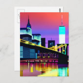 Brooklyn Bridge im Abend / at Night Postkarte (Vorne/Hinten)