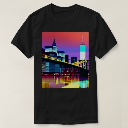 Brooklyn Bridge im Abend / at Night T-Shirt (Design vorne)