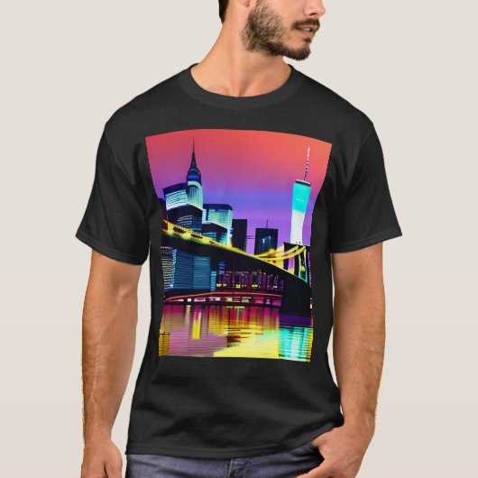 Brooklyn Bridge im Abend / at Night T-Shirt (Vorderseite)