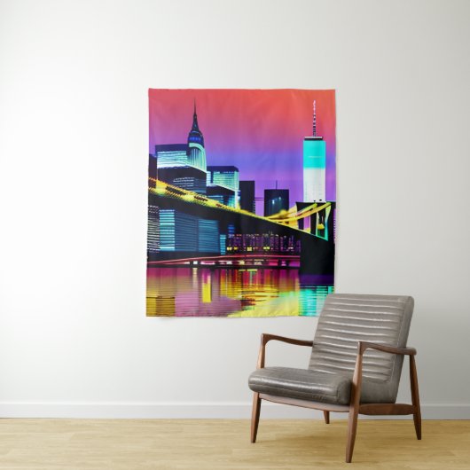Brooklyn Bridge im Abend / at Night Wandteppich (Beispiel)