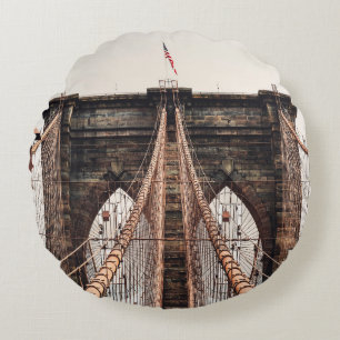 Brooklyn Bridge in New Yorkabstrakt, amerika, amer Rundes Kissen