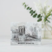 Brooklyn Bridge Information, NYC Postkarte (Stehend Vorderseite)
