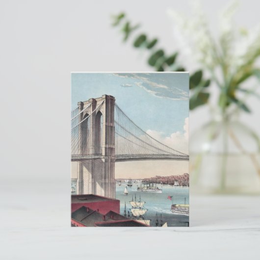 Brooklyn Bridge-Malerei Postkarte (Stehend Vorderseite)