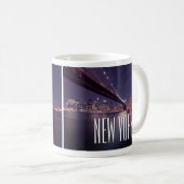 Brooklyn Bridge, Manhattan Night Lights, New York Kaffeetasse (VorderseiteRechts)